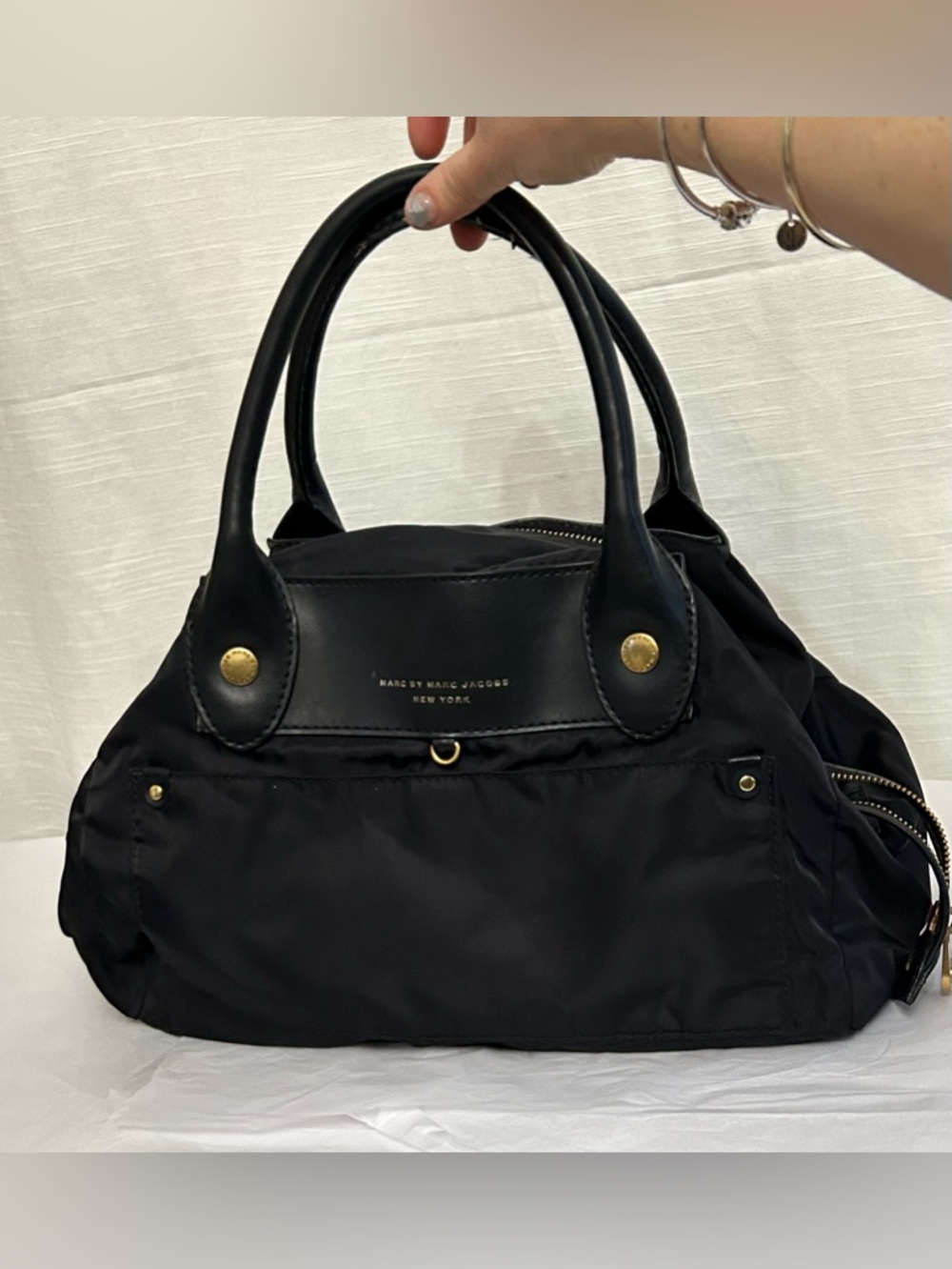 Marc by Marc Jacobs Classic Preppy Minimalist Black Nylon Satchel Bag